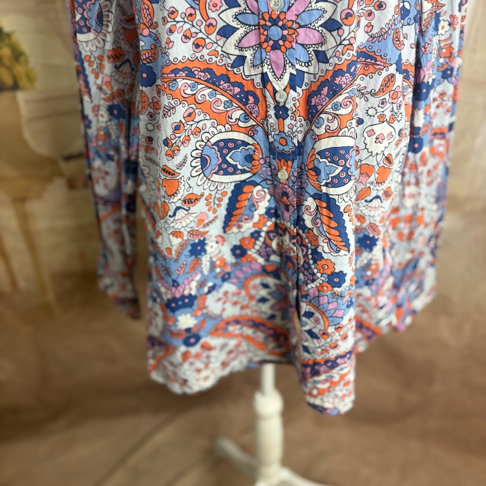 NEW Talbots Floral Paisley Button-Down Blouse in Lavender Multi - Picture 4 of 11